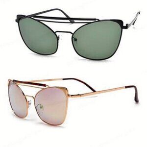 Pointed Cat Eye Fashion Sunglasses Double Bridge Multiple Colors